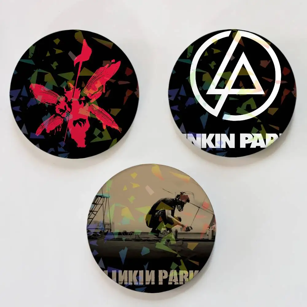 Band L-Linkin P-Park Round Laser Badge Brooch Clothes Backpack Accessories Lapel Decoration Gift