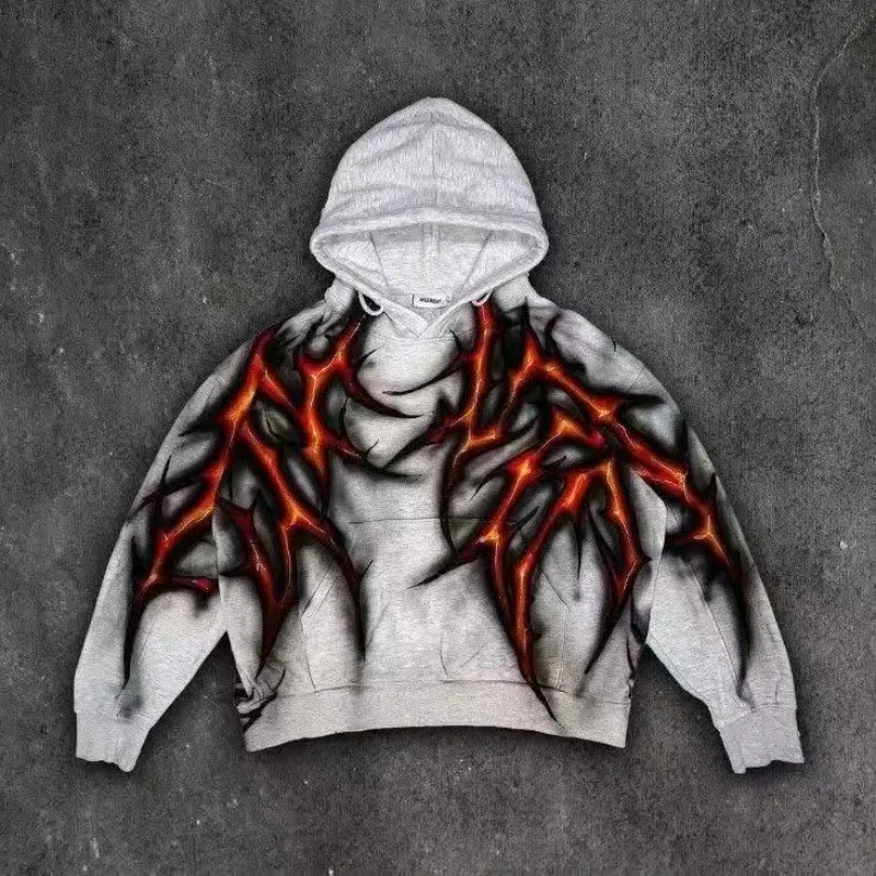 가을과 겨울 후드 애니메이션 만화 다크 커플 루즈 긴팔 빈티지 프린트 패션 심플 청년 활기찬 스웨터