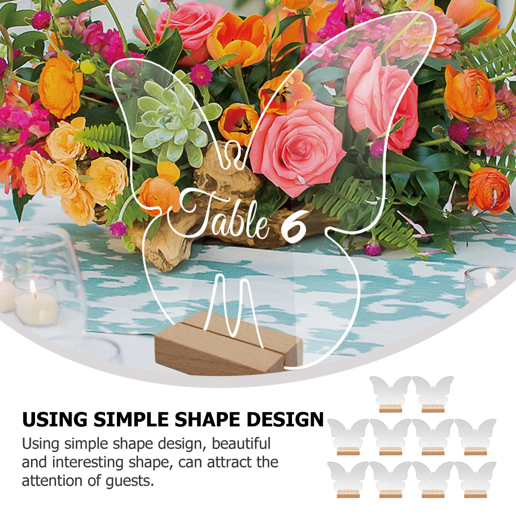 

10 Pcs Transparent Acrylic Butterfly Seating Chart Table Signs Beautiful Reserved Place Cards