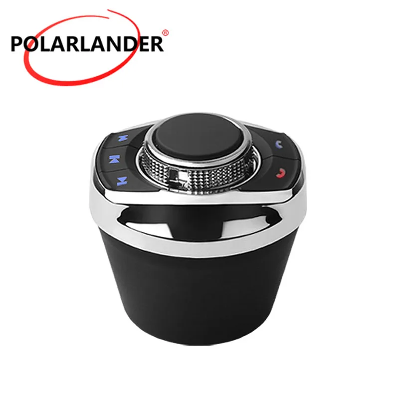 Universal 8 Keys Wireless Car Steering Wheel Control Knob Silver Cup Shape LED Red Blue Backlight Multimedia Controller