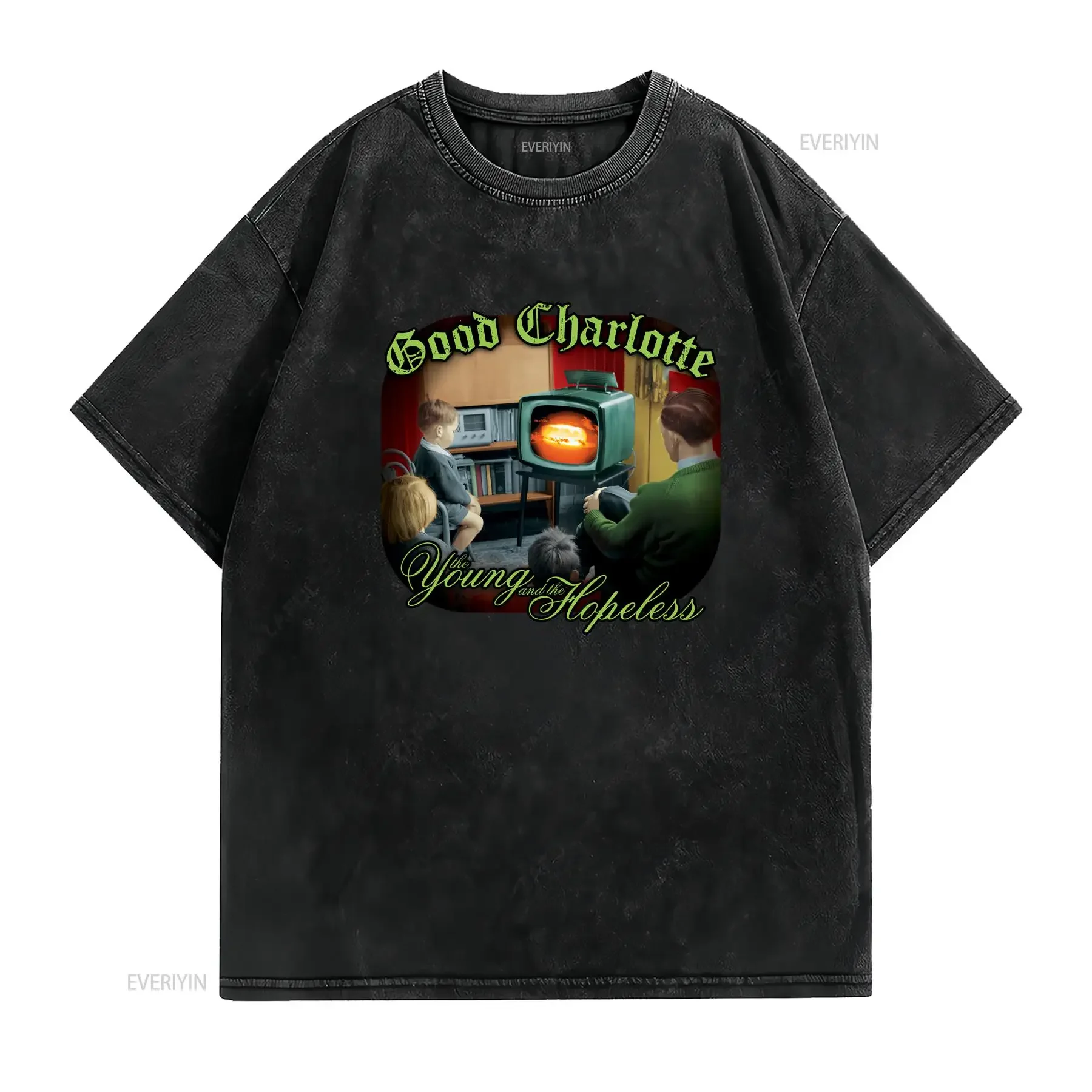 Good Charlotte T Shirt Young Hopeless vintage Washed Casual streetwear Soft fashion Stylish Top For Everyday Wear homme