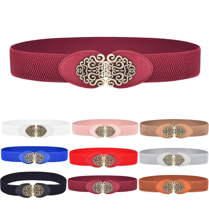 Elastischer Retro-Stretchgürtel für Damen, breiter Gürtel für Mädchen, modisches Accessoire, geeignet zum Kombinieren mit Röcken, Hosen, Kleidern usw.