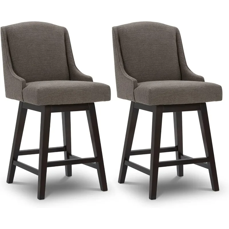 Altura do contador giratório bar fezes, tecido estofado bar fezes, conjunto de 2, 26 polegadas assento