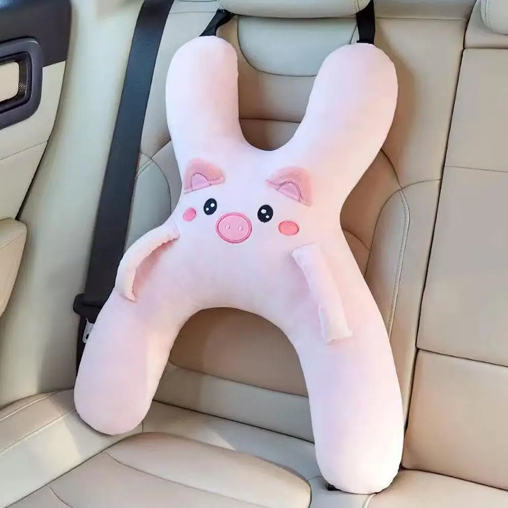 Almohada para dormir para niños montada en coche, almohada bonita de dibujos animados para coche, reposacabezas extraíble, cómodo y transpirable, soporte Lumbar, 1 ud. ﻿
