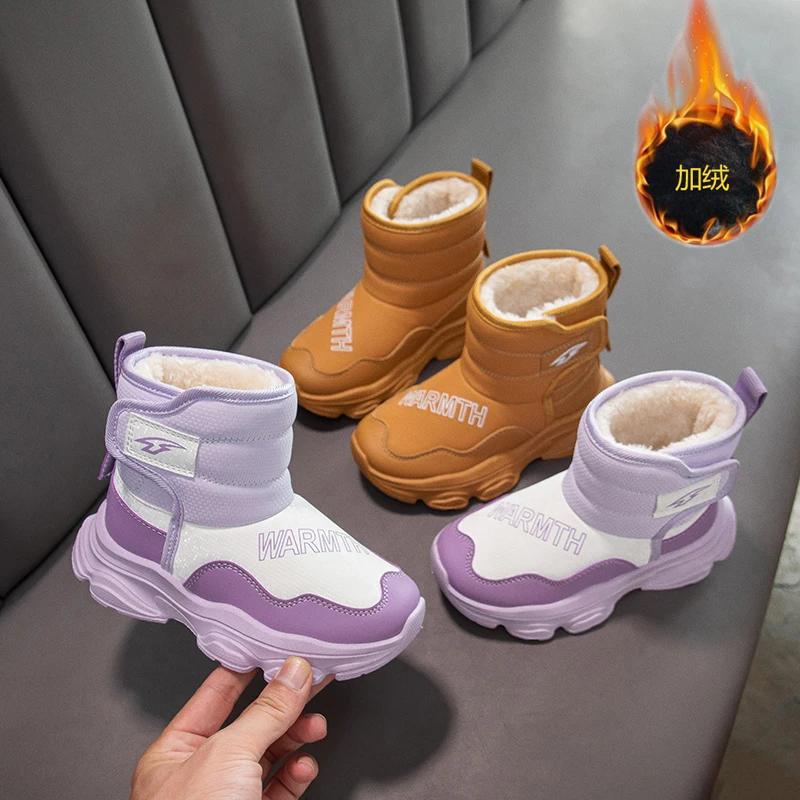 

2025 зимние детские ботинки, элегантная обувь принцессы для девочек, непромокаемые зимние сапоги для девочек и мальчиков, детские теплые плюшевые сапоги высокого качества для верховой езды