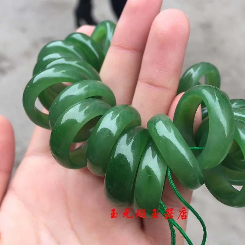 for Hetian Spinach Green Men's and Women's Rings Jade Jewelry