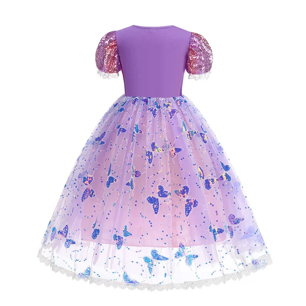 Disfraz de Rapunzel brillante de DISNEY para niñas, vestido de baile de princesa LED, luz de Navidad, enredados, Rapunzel, disfraz de Halloween para