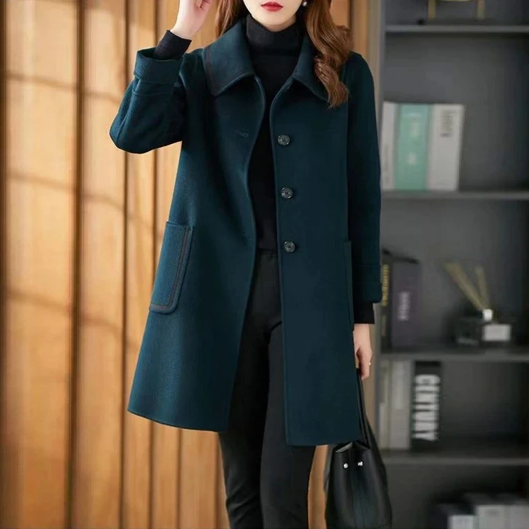 

Spring Autumn Jackets 2025 New Imitation Cashmere Coats Loose Women's Woolen Coat Single Breasted Solid Casual Female Outwear
