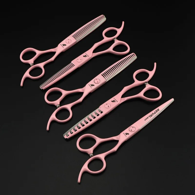 NEPURLson 6.0inch pink hair scissors with multiple teeth available. Made of high-quality steel,  sharp durable comfortable