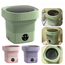 9L Mini Foldable Washing Machine Portable Underwear Sock Washer With Spin Dryer For Baby Clothes Family Travel Folding Students