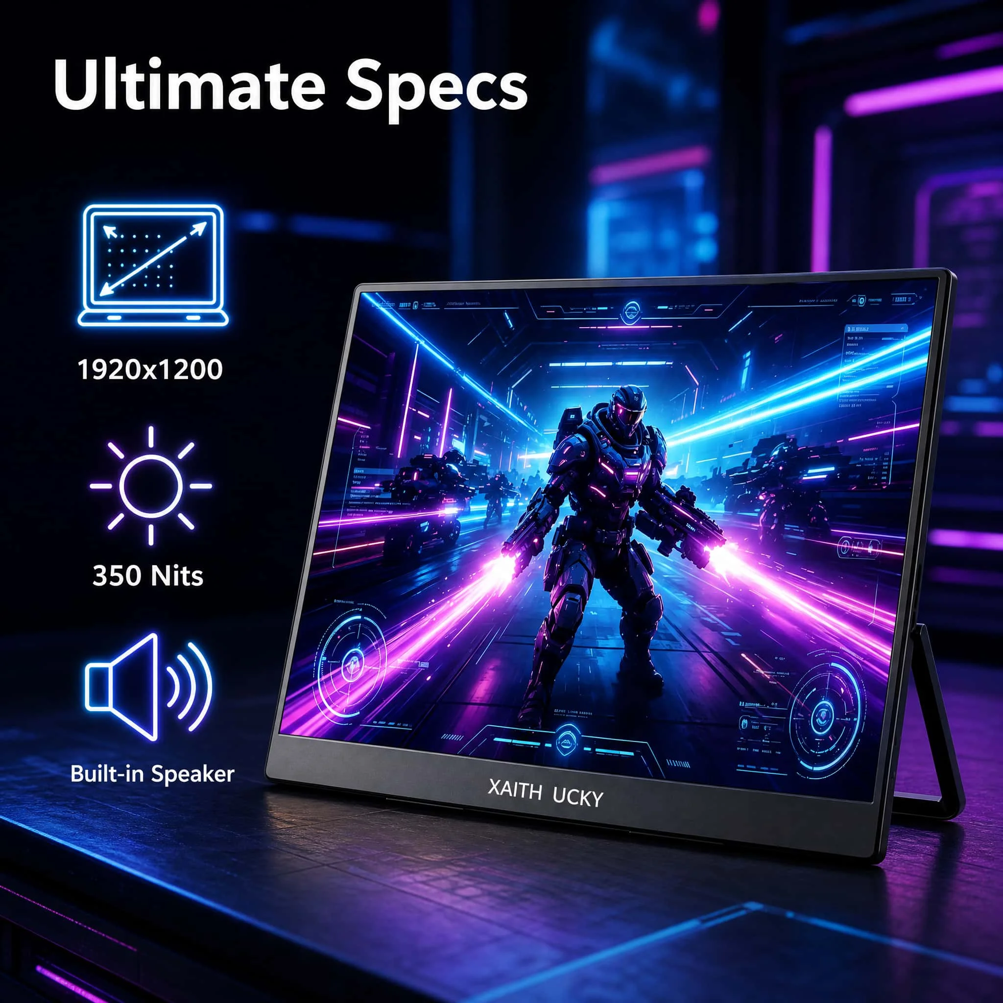 14'' Portable Touchscreen Gaming Monitor 1920X1200 350Nit 1200:1 USB-C  for Switch PS5 Xbox Steam Deck, 10-Point Touch Second Sc