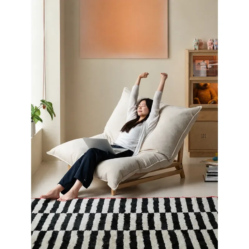 Ikuno Anroom Fabric Single Sofa Recliner Sleeper for Living Room Lazy Lounge Chair Compact Design Comfortable Seating