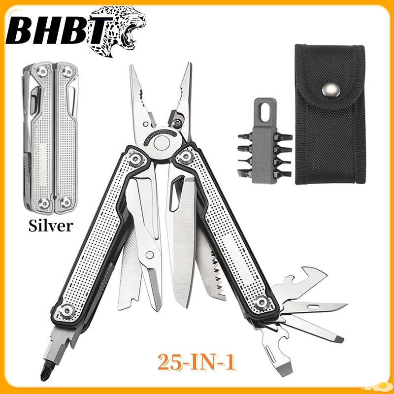 

BHBT 25-in-1 Multitool Folding Pliers Outdoor Camping EDC Portable Combination Tool Pliers With Detachable Back Clip With Bits