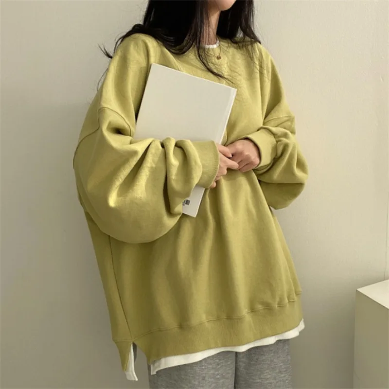 Autumn New Korean Women Oversized Sweatshirts Harajuku O-Neck Loose Hoodies Tops Winter Sweatshirt Pullovers Y2k Clothes