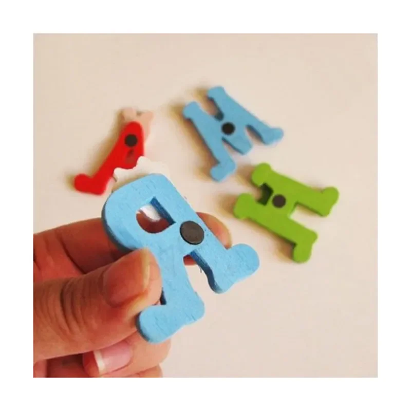 26pcs/pack Wooden Cartoon Alphabet A-Z Magnets Child Educational Toy English Letters Fridge Magnet Craft Toys for Children