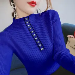 Fashion Solid Color Button All-match Knitted Blouse Women's Clothing 2022 Autumn New Casual Pullovers Tops Loose Korean Shirt