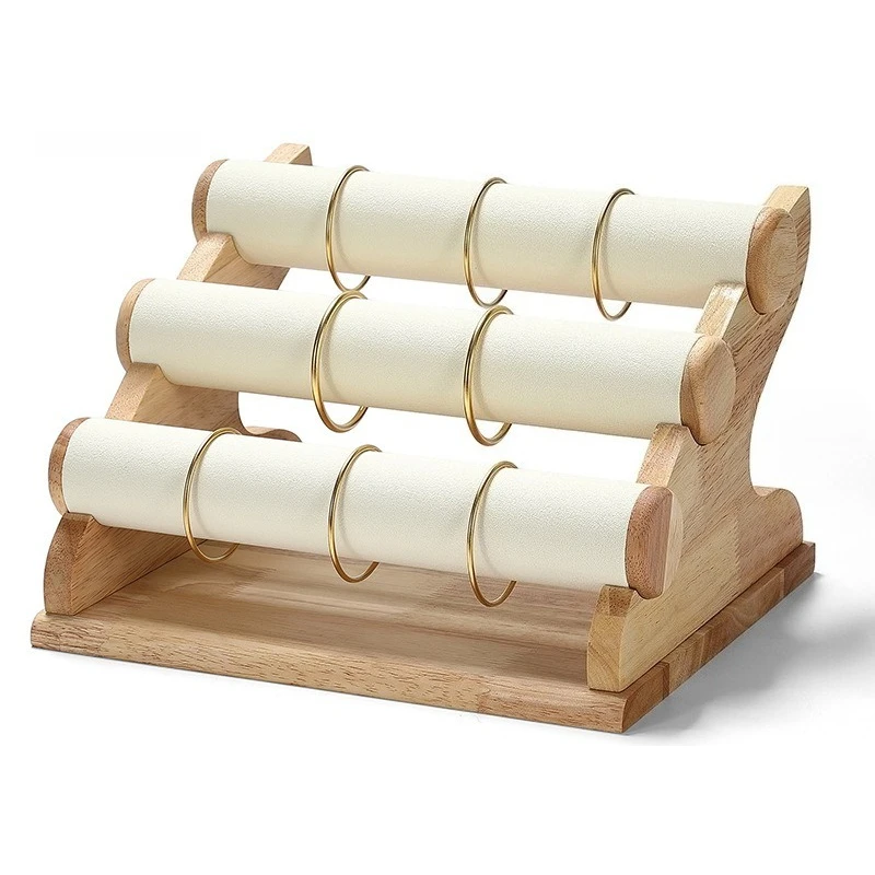 Solid Wood Bracelet Display Stand Desktop Bracelet Jewelry Rack Hairband Bracelets Watches Organizer Removable Jewelry Holder