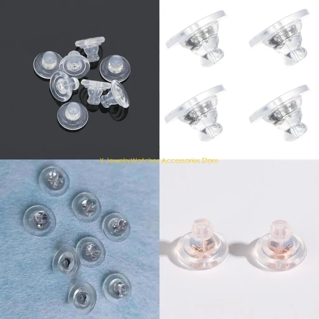 

31KD 100pcs Elegant Silicone Earring Backs for Sensitive Skin Secure Lock for Studs