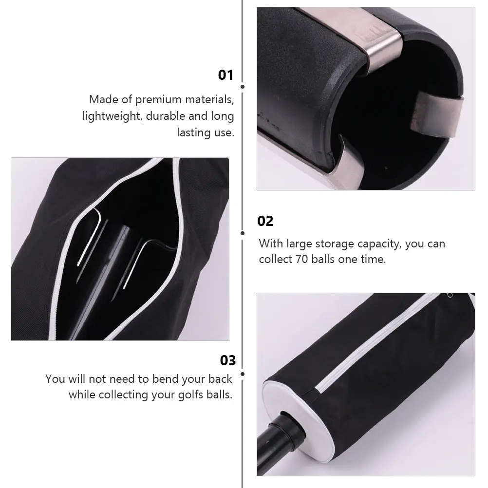 

Golf Ball Picker Large Capacity Lightweight Durable ABS Nylon Portable Golfs Picking Tool Retriever Bag Storage Zipper Golf