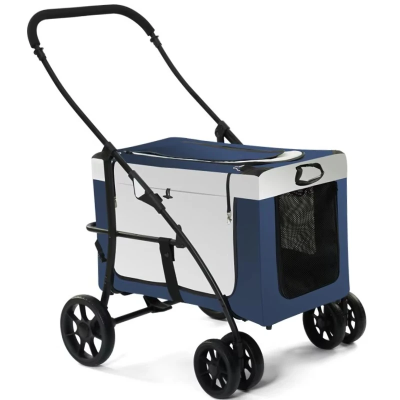 Large Capacity Portable Foldable Pet Stroller Oxford Material with Detachable Cat Stroller for Multiple Dogs 4 Wheels