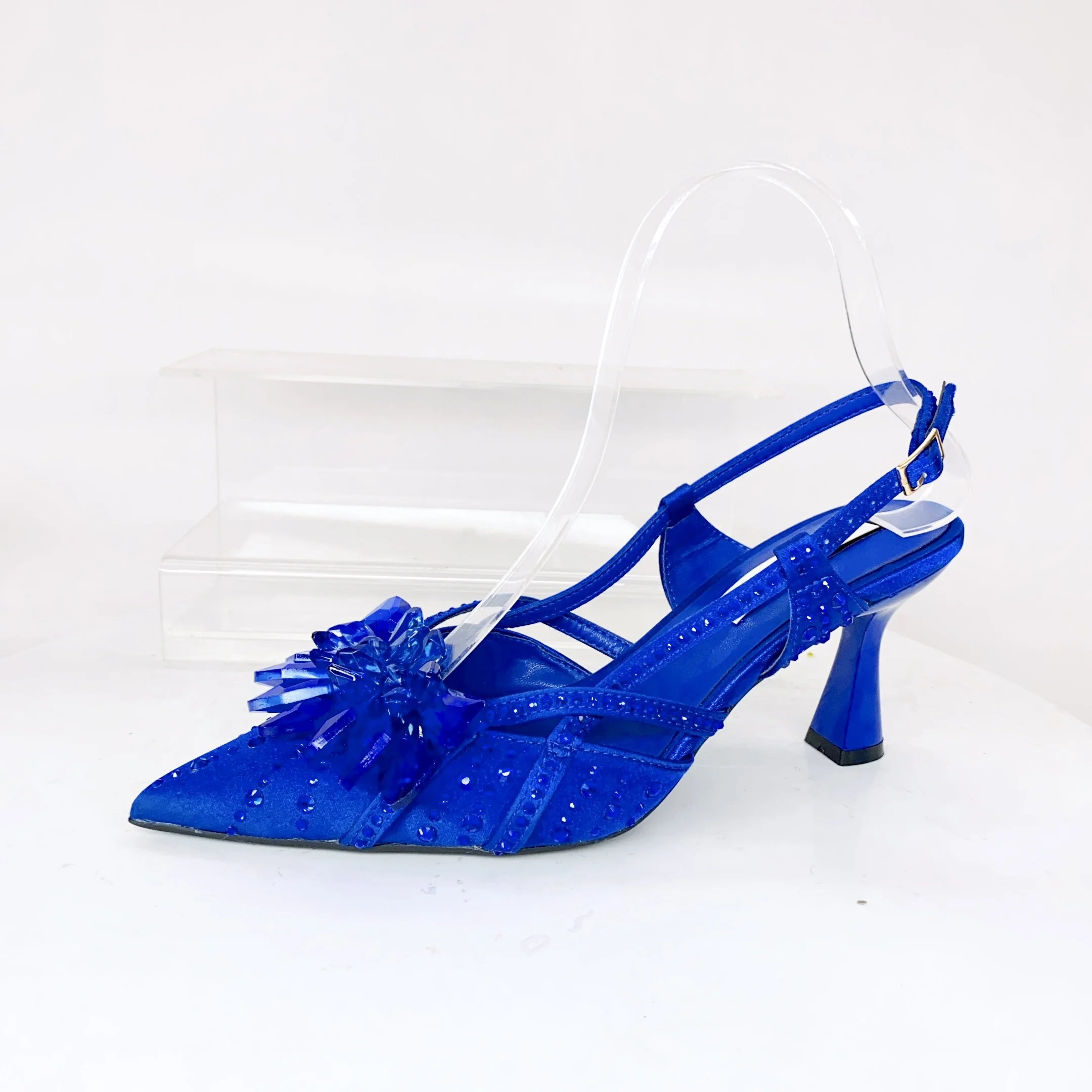 

LNATISNOVA Lady Stones Shoe and Bags Set for Wedding High Heels Sandals and Clutch with Rhinestone Lady Pumps Women Shoes Luxury