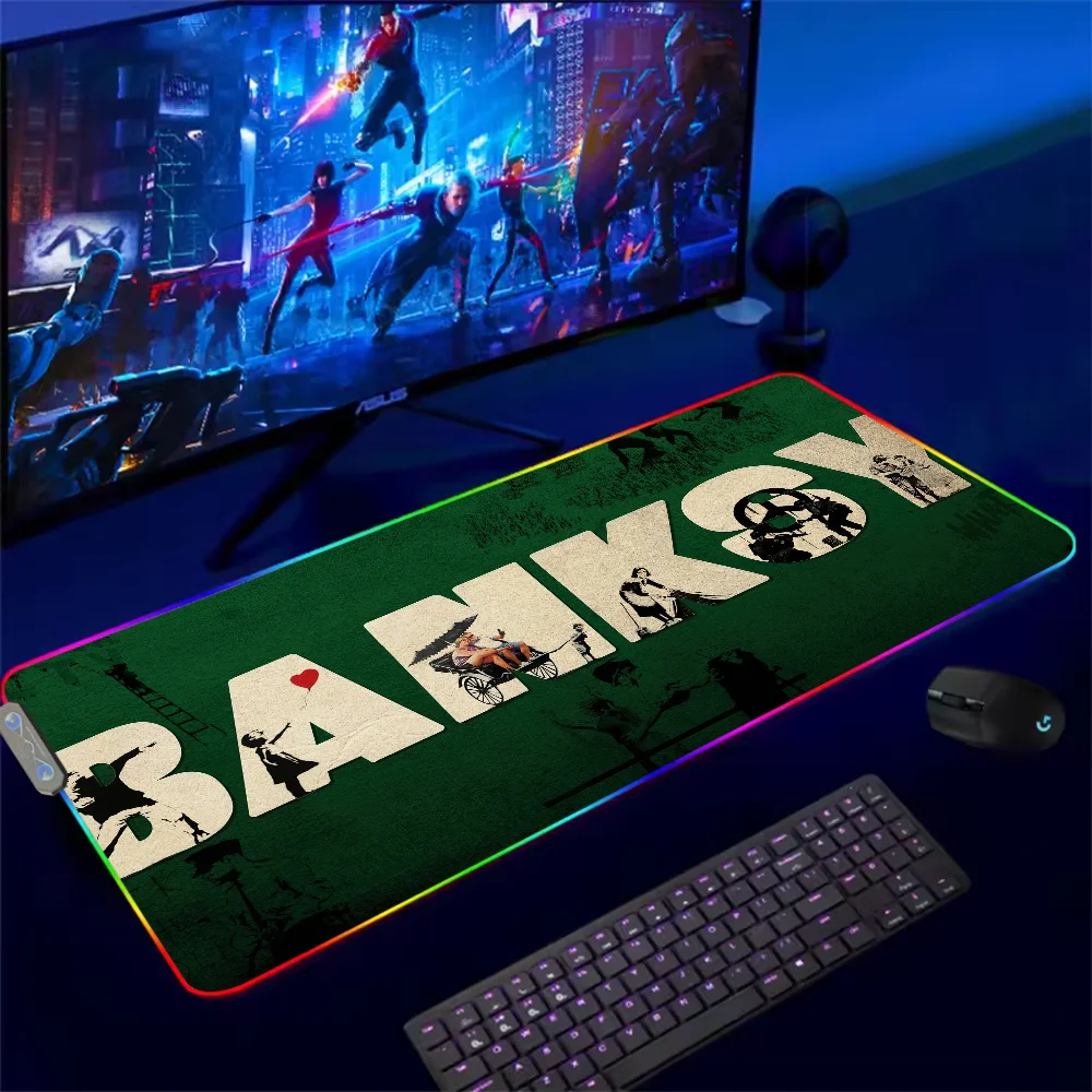 Banksy Street Art For Rgb Mouse Pad Xxl Steelseries Laptop Mat Gaming Mousepad Backlit Keyboard Girl Table Pads Deskpad