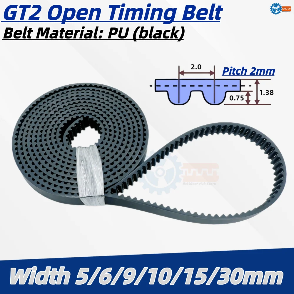 

GT2 Open Timing Belt 2GT 2M PU Steel Core Width 5/6/9/10/15/30mm Polyurethane Synchronous Belt For 3D Printer