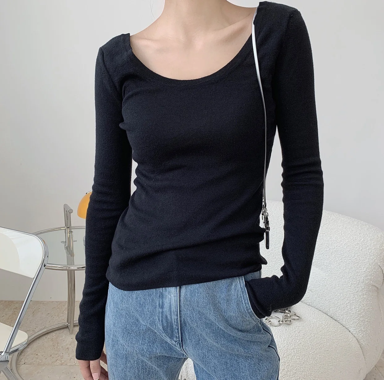 UMI MAO Дизайнерский свитер Корейская версия Осенний новый темпераментный трикотаж в стиле блоггера Slim Fit Модный женский топ с эластичной подошвой