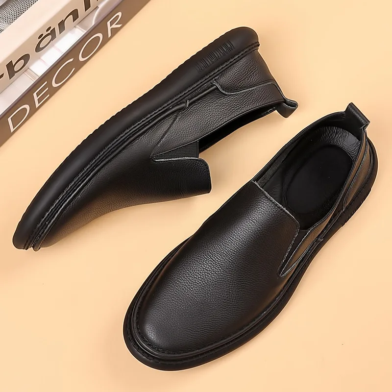

New men's casual leather shoes men's breathable single shoes soft soled soft top men's shoes