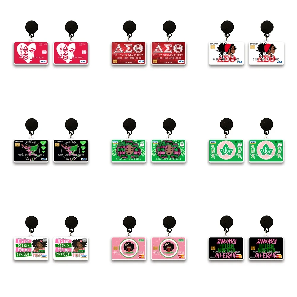 

Hot Selling Acrylic Earrings Mixed Sorority Credit Card New Accessories For Women Colorful Beauty Earrings Popular Jewelry