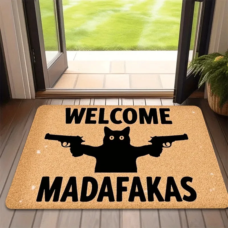 Funny Welcome Doormats, “Madafakas” Humorous Cultural Indoor/Outdoor Front Door Rugs, Non-Slip Bathroom Mats, Home Decor