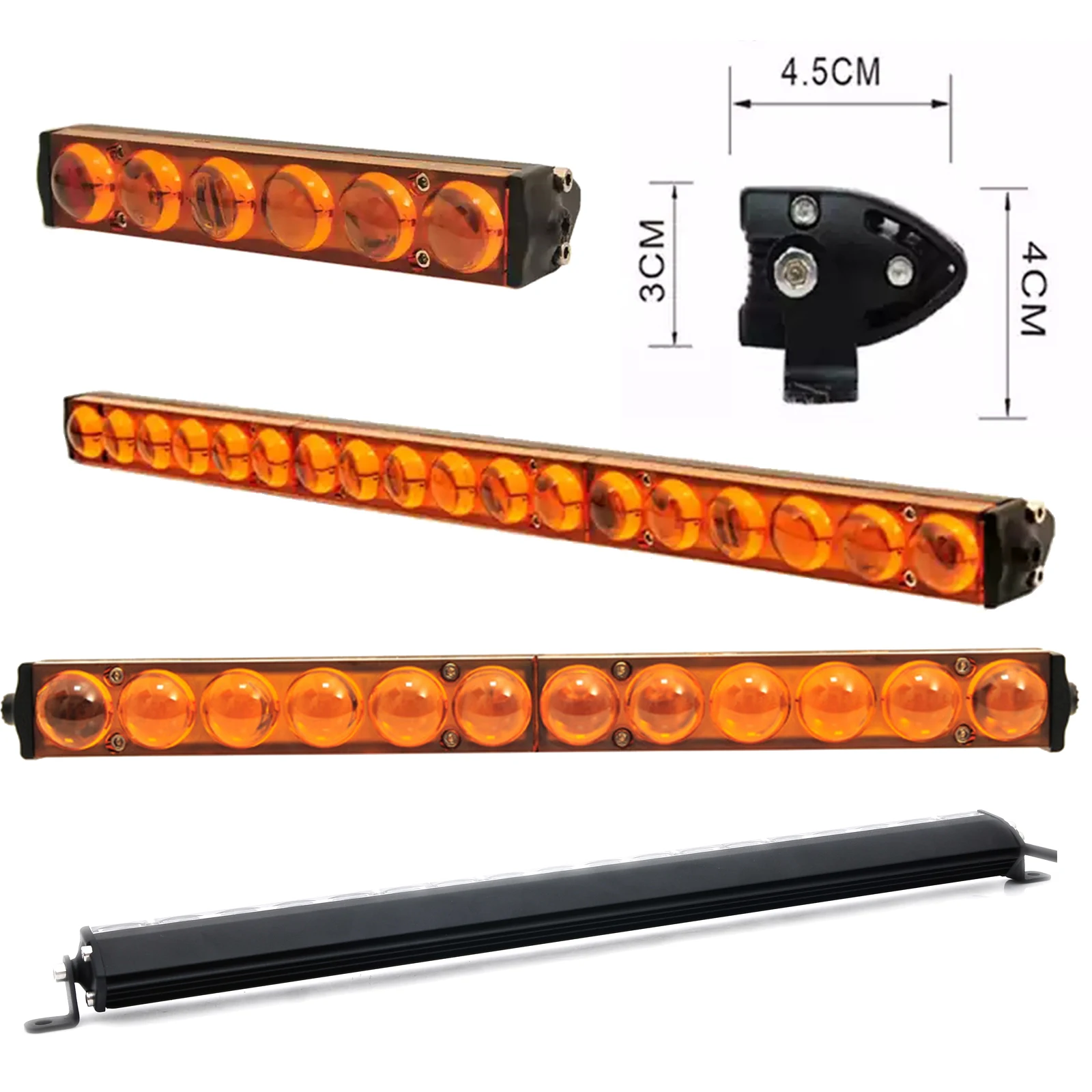 Amber LED Light Bar Off-road 7 13 19 25 32 36 42 48 inch 240W 4D Slim Work Light Spot Fog Driving for Car Truck Boat ATV 12V 24V