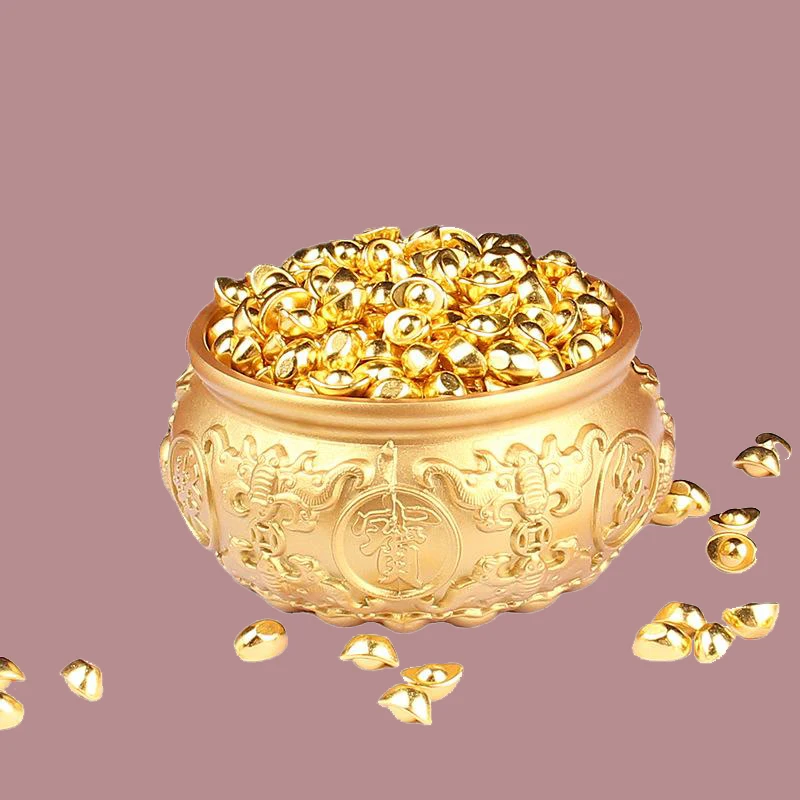 زخرفة نحاسية كورنوكوبيا - وعاء جذب الثروة المحظوظ لسطح المكتب وديكور المنزل (وعاء كنز الحظ السعيد)