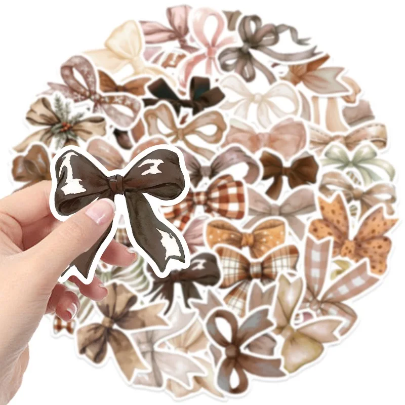 50 ชิ้นการ์ตูนบุคลิกภาพสีน้ำตาลโบว์สร้างสรรค์ดูเดิลสติกเกอร์ตกแต่ง