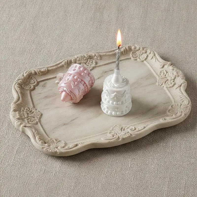 Birthday Cake Opening Ring With Candle Photo Props 3D Cake Shape Ring Cute Party Decor Finger Ring For Birthday Celebration