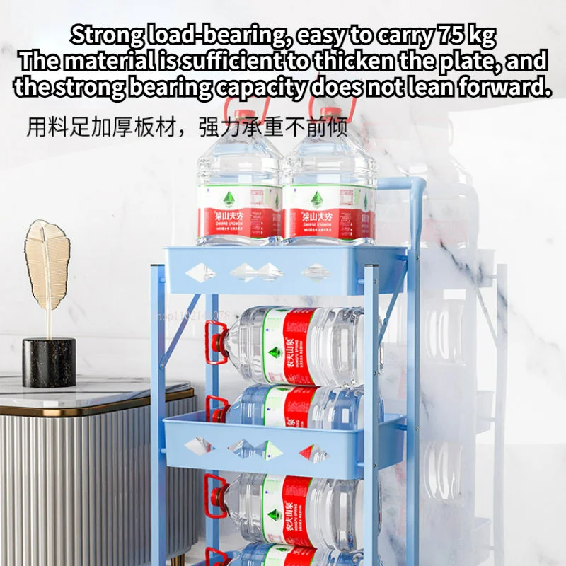 Folding Trolley Suitable for Household Large Vegetable and Fruit Snack Supplies Kitchen Shelf Multi-layer Store Rolling Cart