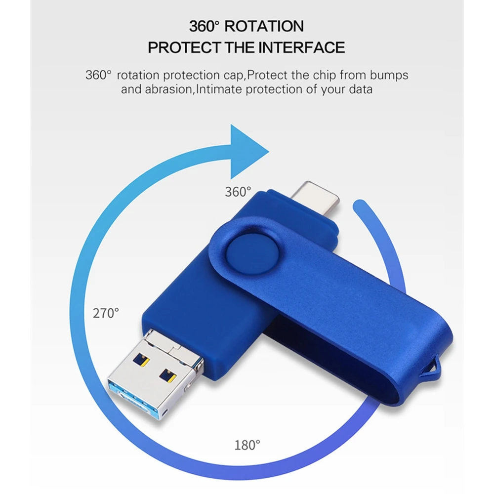 3 in 1 USB Flash Drive TYPE-C+Micro-USB+USB3.0 Fast Read Mini Memory Stick U Disk Support