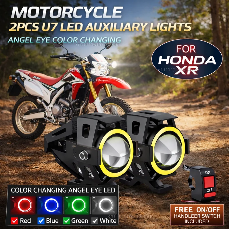 Waterproof Motorcycle LED Headlight 3000LMW U7 Motorbike LED Driving Fog Spot Light with Switch For Honda XR230MOTARD XR 230 250