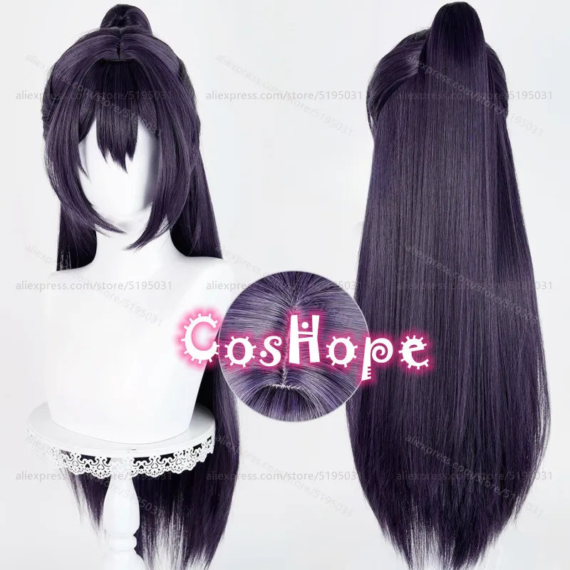 Hong Lu Cosplay Wig with Ponytail Purple Grey Mixed Wig Anime Heat Resistant Synthetic Wig for Halloween Carnival Party Costume