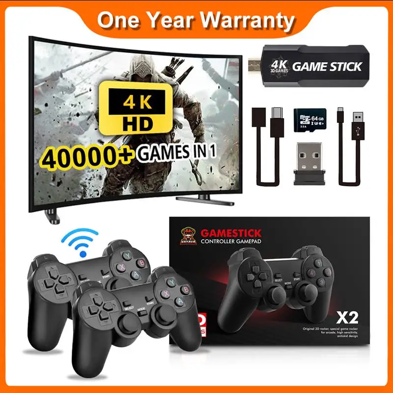 Top Upgrade 128GB 40000 Games 4k HD TV Video Game Console Retro Game Console 2.4G Wireless Controller Game Stick for