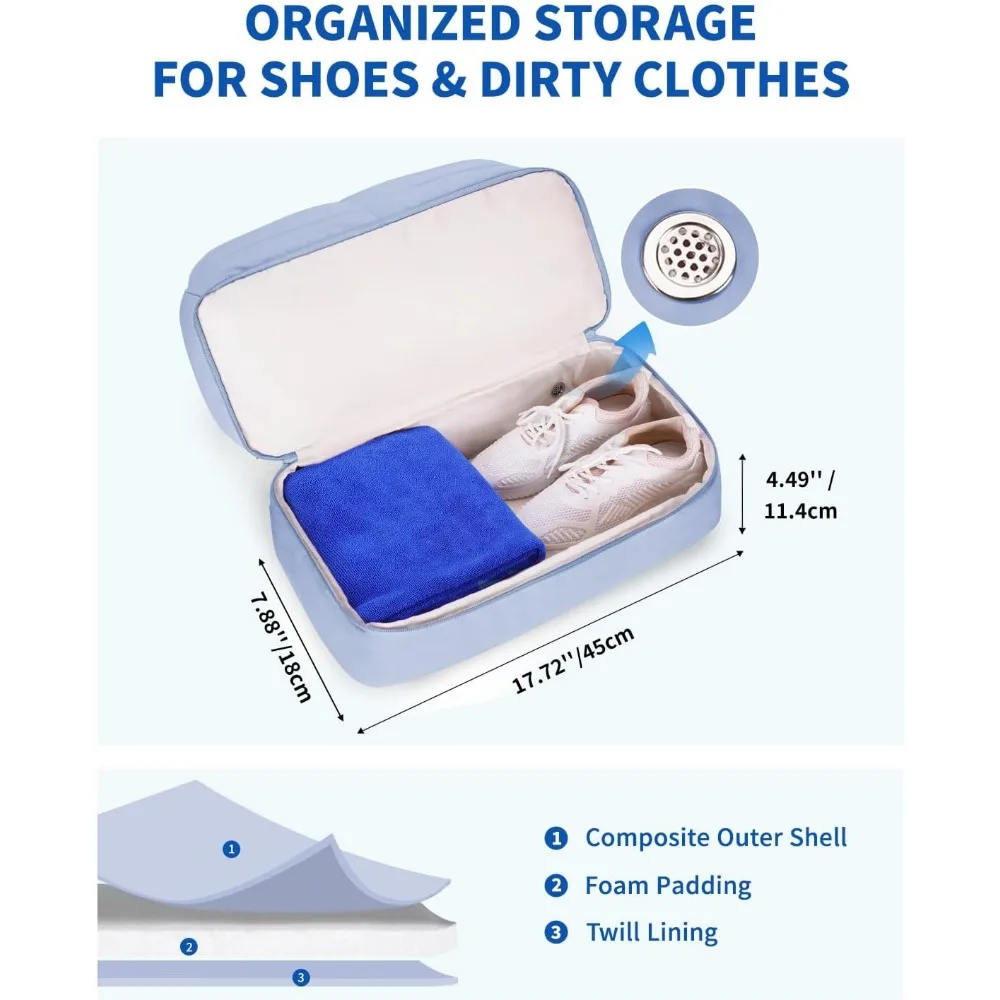 حقيبة سفر منتفخة خفيفة الوزن للنساء مقاس 18 × 14 × 8 مع حجرة للأحذية ومعتمدة من إدارة أمن المواصلات الأمريكية لخطوط الجوية الروحية الشخصية #5