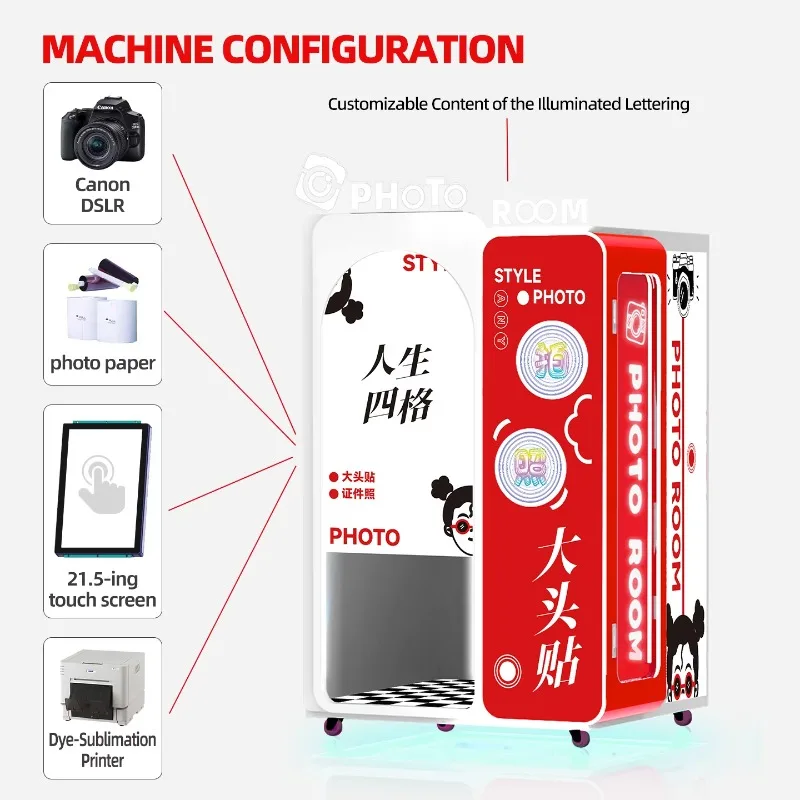 Korean Style Self Service Photo Booth Vending Machine Custom Factory Portable Tent Kiosk for Party Selfie Fun Activities