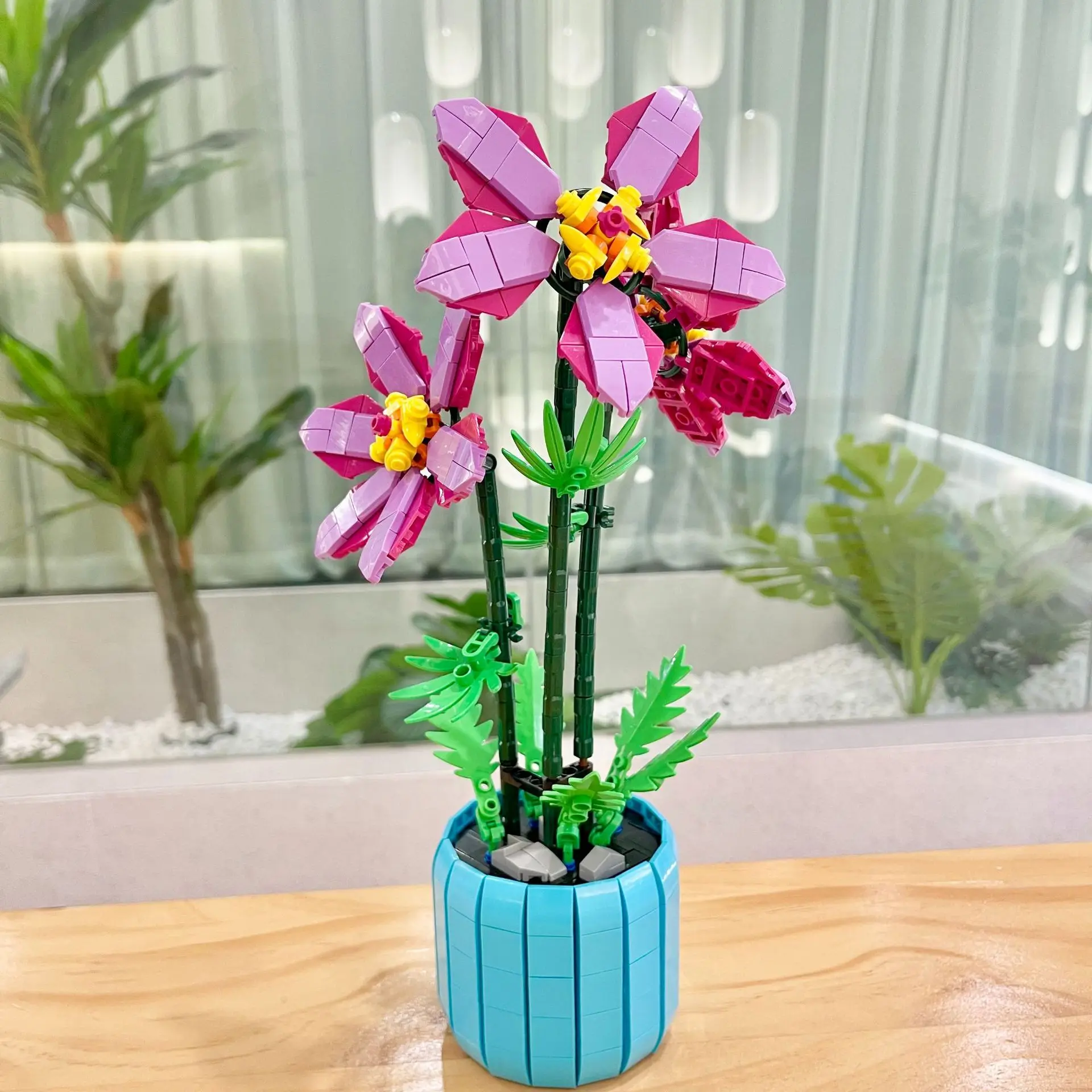 2023 City Creativity Bouquet Rhododendron Potted Plant Home Decoration Building Blocks Bricks Kids Toys