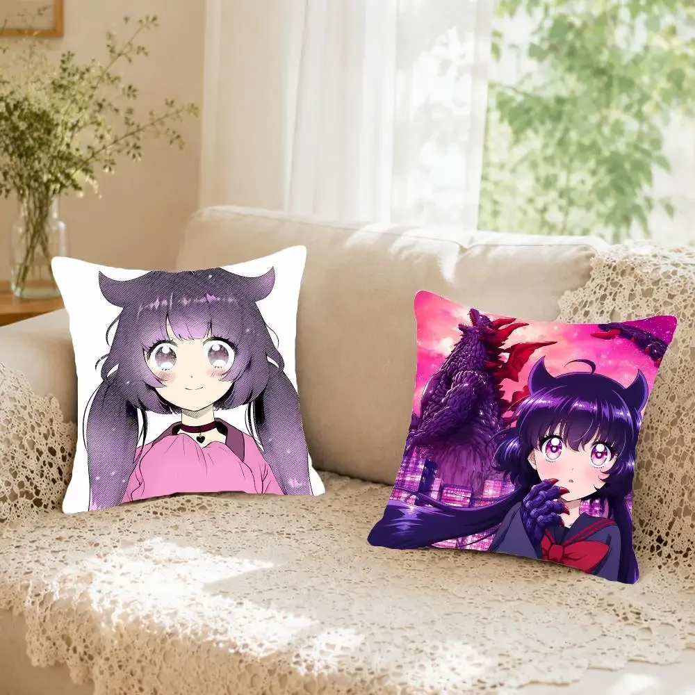Mangaseries K-Kaiju Girl Caramelise Cushion Cover Faux fur decorative Dark academia style post Rustic Spa pillow cover