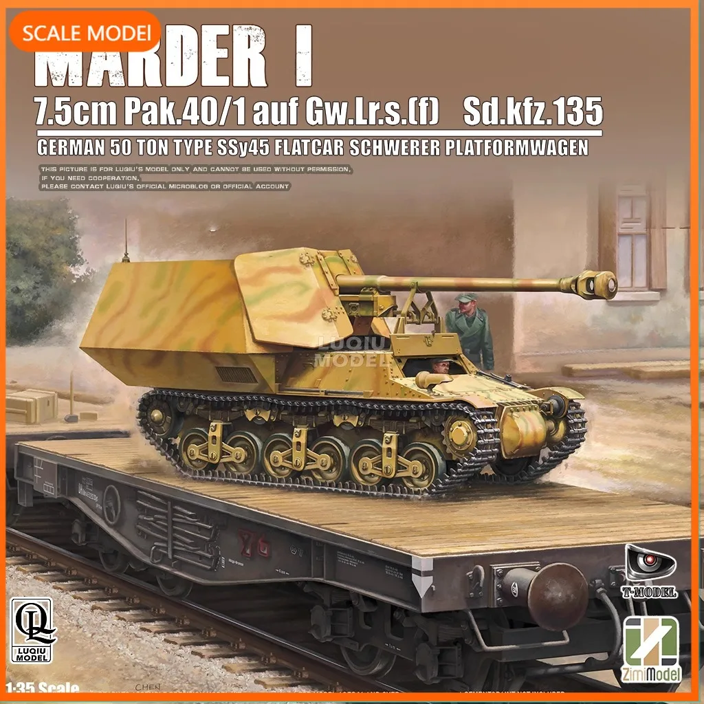 

ZIMI Plastic Tank Toy Scale Model Kit ZM35075 Weasel 1 anti-tank gun and 50-ton flatbed trailer 1/35