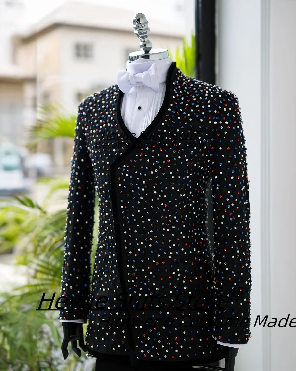 Splendidi diamanti Prom Abiti da uomo Personalizzati Slim Fit Smoking da sposo da sposa 2 pezzi Set da uomo Prom Party Blazer Formale Ropa Hombre