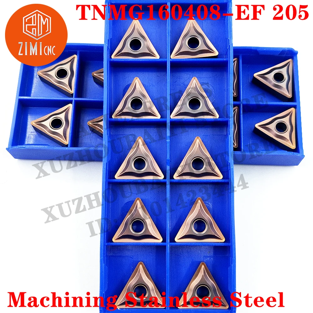 

100pcs TNMG160408-EF 205 TNMG160408 EF 205 Carbide Inserts Turning Tools Lathe CNC Cutter Blade Process Stainless steel