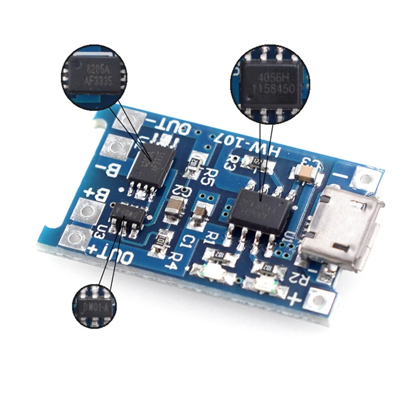 Carte de charge de batterie au lithium TP4056 Micro-USB 18650, chargeur 5V l'autorisation, technologie PCB bleu, 50 pièces