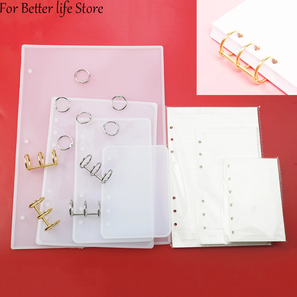 1 PCS DIY Drip Adhesive Notebook Cover Mold A4 A5 A6 A7 Crystal Drip Adhesive High Mirror Face Core Snap Ring Notebook Mold