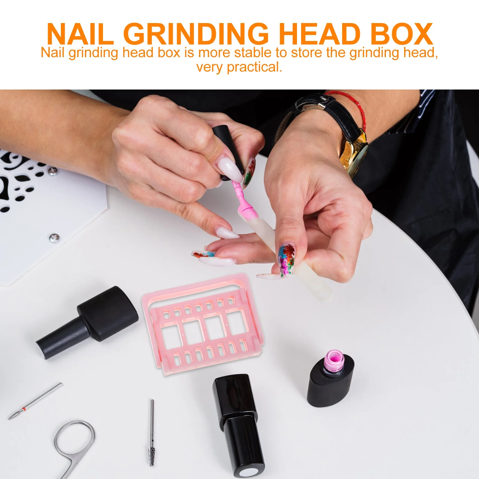 

3Pcs Nail Drill Bit Holder Sturdy Practical Display Box for Organizing Polishing Bits At Home Or Salon Nail Grinding Head Holder